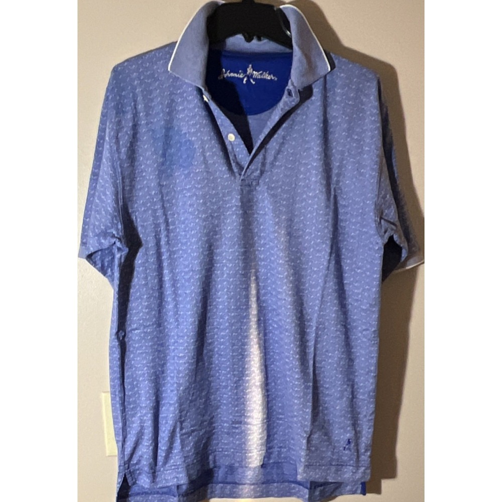 Johnnie Walker Men's Blue Geometric Short Sleeve Polo Shirt XL Embroidered Logo